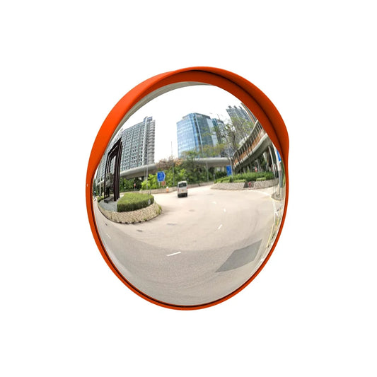 orange convex safety mirror for wide angle visibility and monitoring