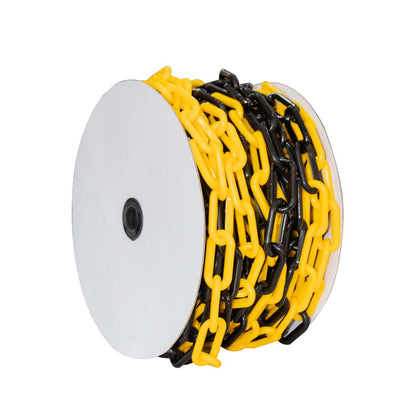 25 Meter Plastic Chain Safety Barrier with 8MM Thickness - Yellow and Black | Plastic Chain Link Roll for Crowd Control | Safety Chain for Construction Road Safety Caution Sign Parking Chain