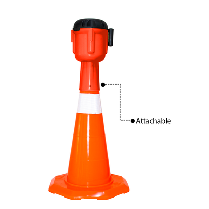 Retractable Traffic Cone Topper Tape - 9 Meter | Cone Belt Barrier Red color | Cone Mountable Emergency Warning Belt | High Visibility Retractable Belt Stanchion