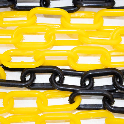 High Visibility 6MM Plastic Chain - Yellow and Black | 25 Meter Plastic Chain Roll for Traffic Control and Parking Space Management