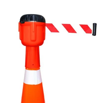 Retractable Traffic Cone Topper Tape - 9 Meter | Cone Belt Barrier Red color | Cone Mountable Emergency Warning Belt | High Visibility Retractable Belt Stanchion