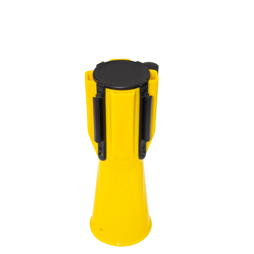 Retractable Traffic Cone Topper Tape - 3 Meter | Yellow Cone Belt Barrier Tape for Cones | Cone Mountable Emergency Warning Belt | High Visibility Yellow Retractable Topper for Traffic Cone