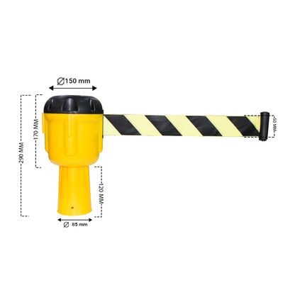 Retractable Traffic Cone Topper Tape - 9 Meter | Cone Belt Barrier | Cone Mountable Emergency Warning Belt | High Visibility Retractable Belt Stanchion