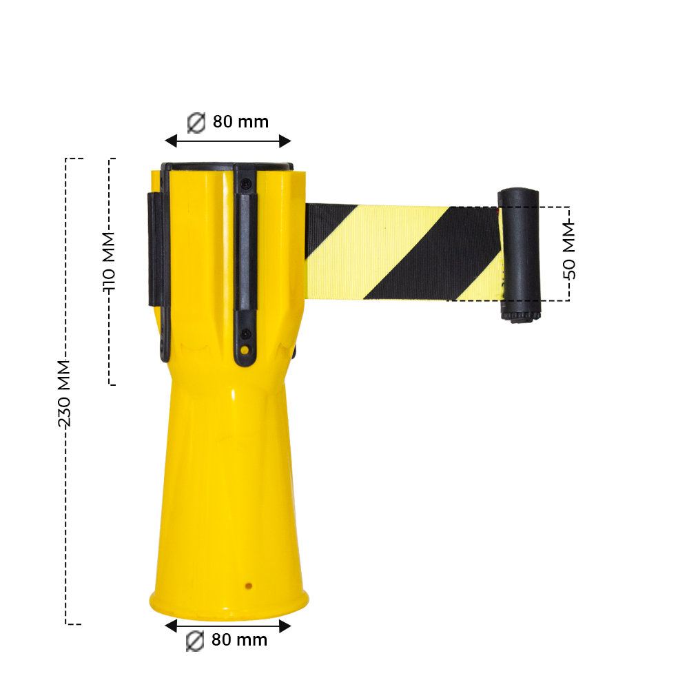 Retractable Traffic Cone Topper Tape - 3 Meter | Yellow Cone Belt Barrier Tape for Cones | Cone Mountable Emergency Warning Belt | High Visibility Yellow Retractable Topper for Traffic Cone