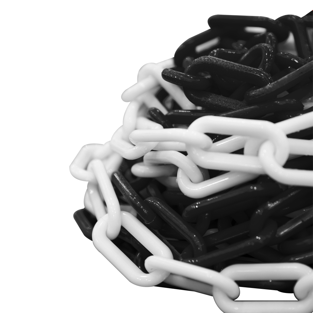 25 Meter 6 MM Plastic Chain - Black and White | Plastic Barrier Chain | Durable Safety Chain for Crowd Control, Construction Sites, and Hazardous Areas