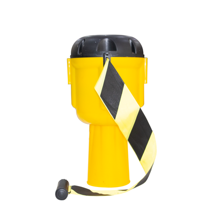 Retractable Traffic Cone Topper Tape - 9 Meter | Cone Belt Barrier | Cone Mountable Emergency Warning Belt | High Visibility Retractable Belt Stanchion