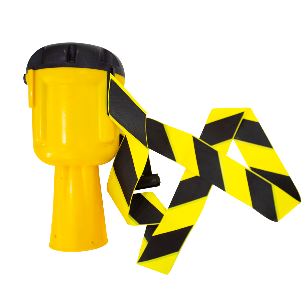 Retractable Traffic Cone Topper Tape - 9 Meter | Cone Belt Barrier | Cone Mountable Emergency Warning Belt | High Visibility Retractable Belt Stanchion