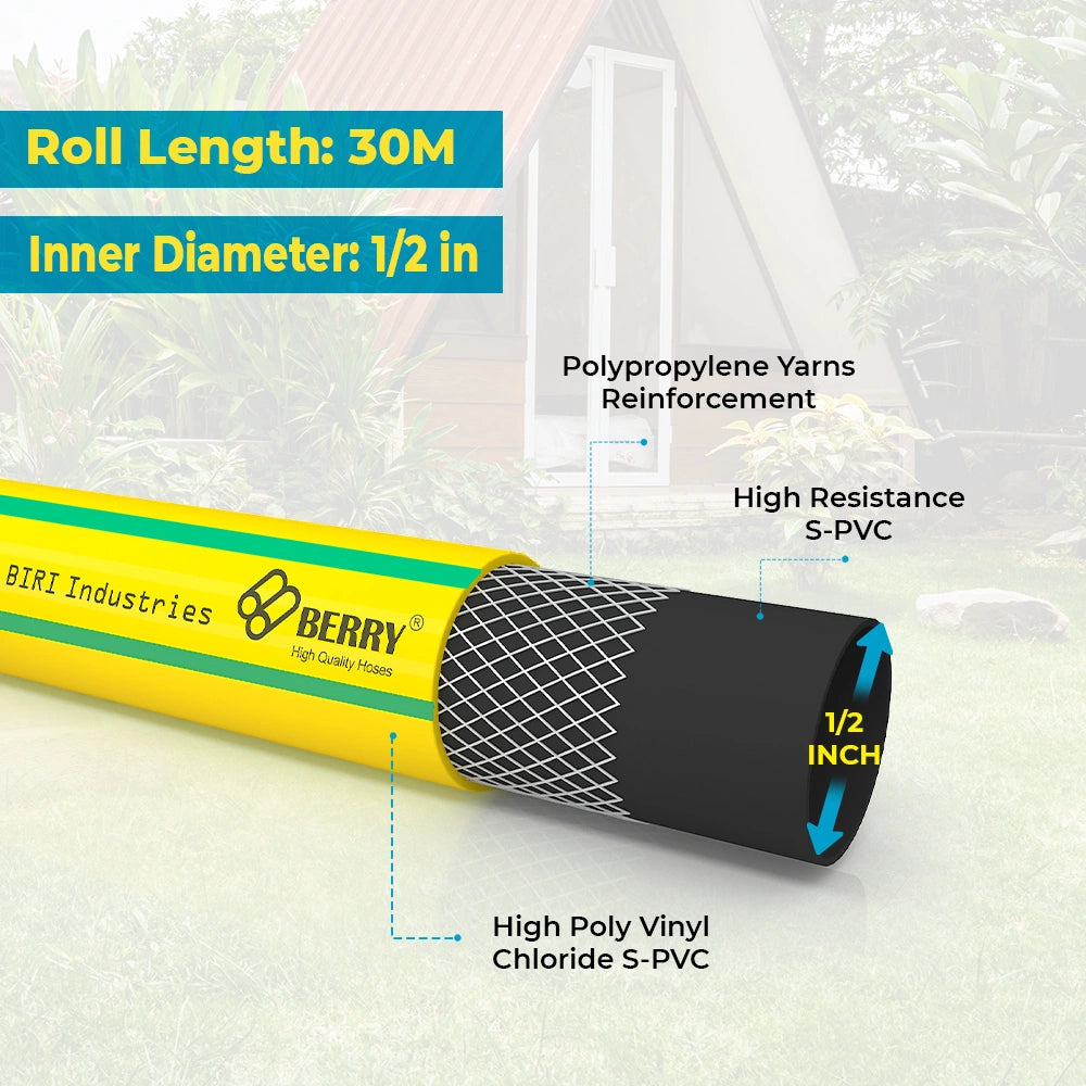 Garden Hose 1/2" 100ft Multipurpose Watering Water Hose 30M  - Yellow