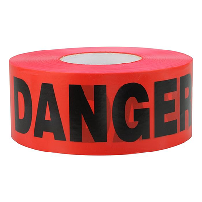 200 Meter Danger Warning Tape - Red | Non-adhesive Caution Tape | Danger Printed Barrier Tape for Cordoning Off Areas