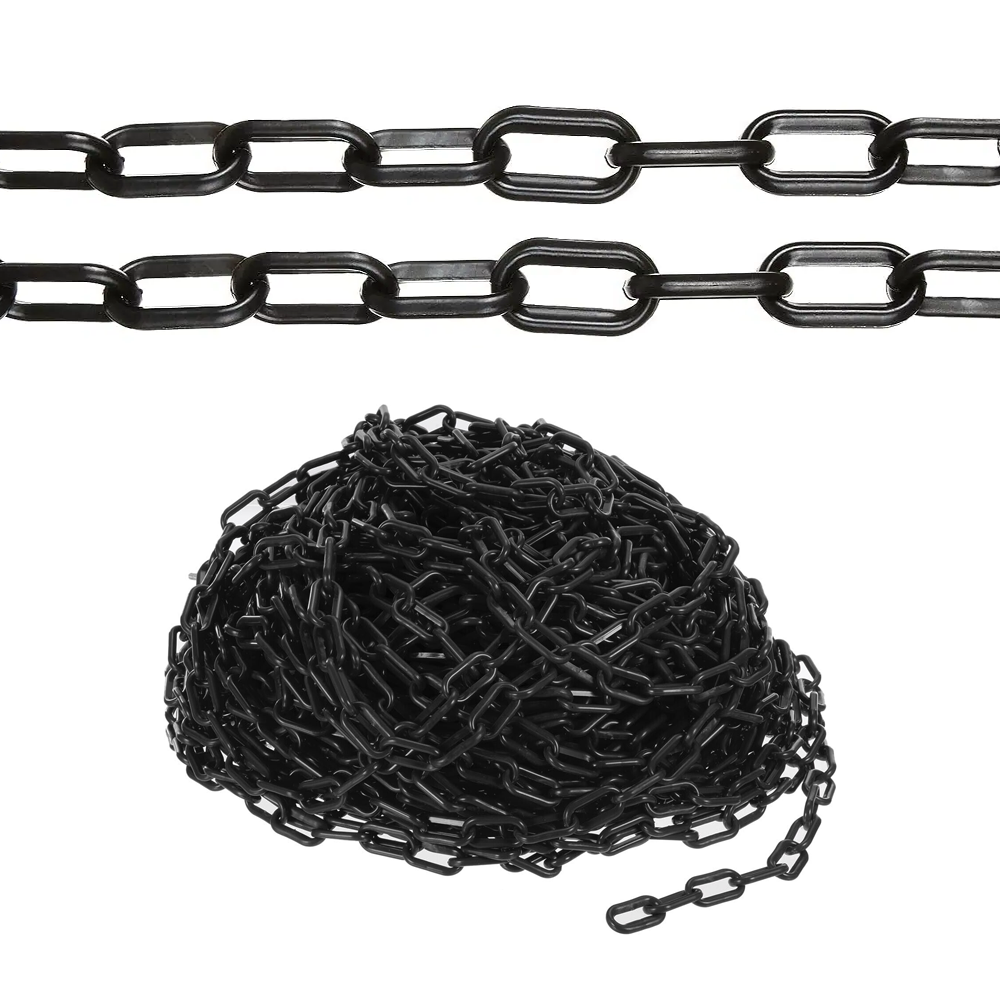 25Meter 8MM Plastic Chain - Black | Plastic Barrier Chain | Durable Safety Chain for Crowd Control, Construction Sites, and Hazardous Areas