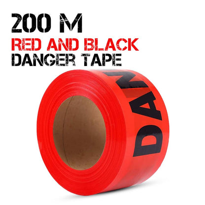 200 Meter Danger Warning Tape - Red | Non-adhesive Caution Tape | Danger Printed Barrier Tape for Cordoning Off Areas