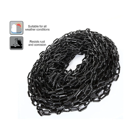 25Meter 8MM Plastic Chain - Black | Plastic Barrier Chain | Durable Safety Chain for Crowd Control, Construction Sites, and Hazardous Areas