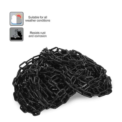 25Meter 8MM Plastic Chain - Black | Plastic Barrier Chain | Durable Safety Chain for Crowd Control, Construction Sites, and Hazardous Areas