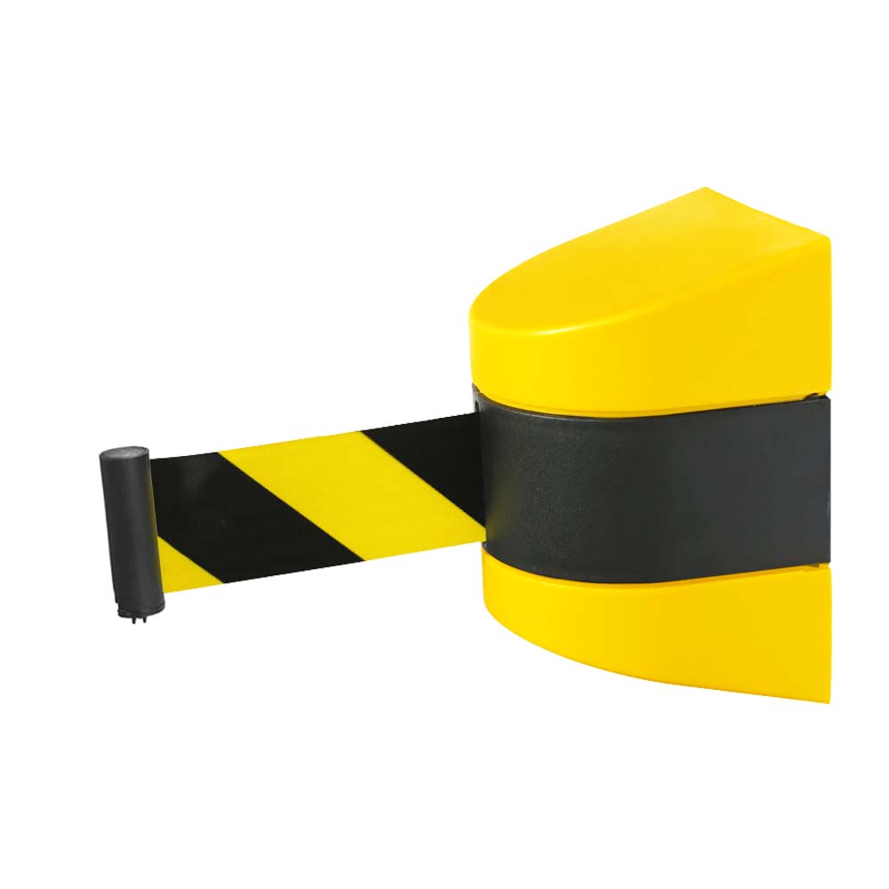 5 Meter Queue Barrier Belt - Yellow Retractable Belt Wall Mount