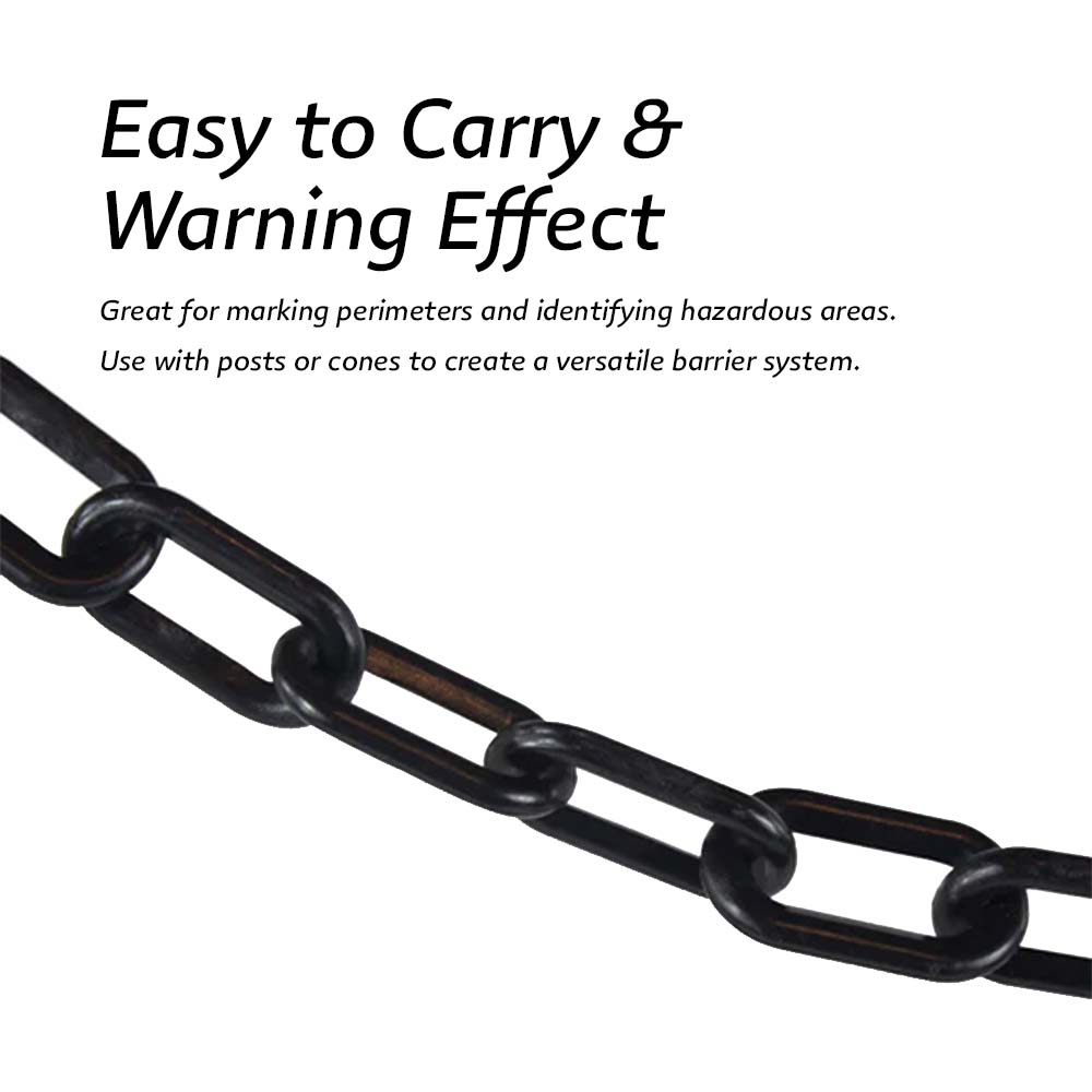 25Meter 8MM Plastic Chain - Black | Plastic Barrier Chain | Durable Safety Chain for Crowd Control, Construction Sites, and Hazardous Areas