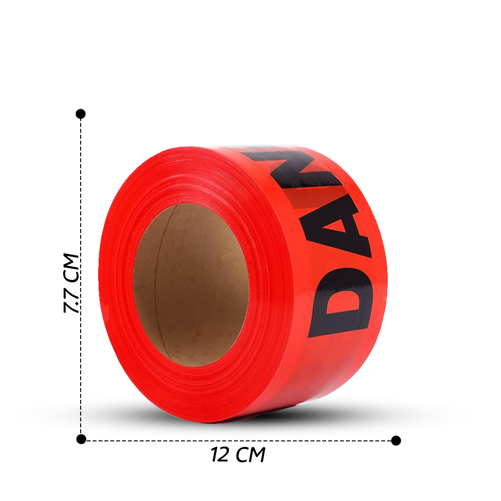 200 Meter Danger Warning Tape - Red | Non-adhesive Caution Tape | Danger Printed Barrier Tape for Cordoning Off Areas