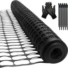 Garden Fence Animal Barrier 3.6 ft × 100 ft, Black HDPE Safety Netting with Work Gloves