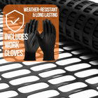 Garden Fence Animal Barrier 3.6 ft × 100 ft, Black HDPE Safety Netting with Work Gloves