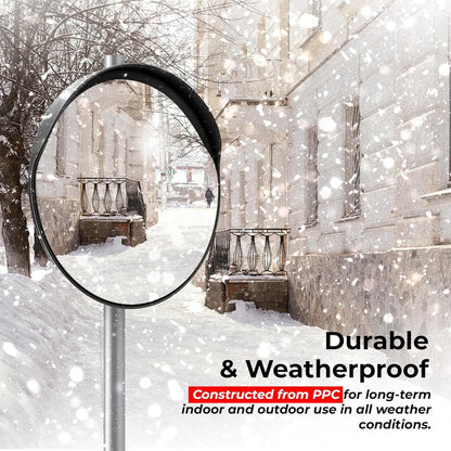black convex mirror for indoor safety and surveillance