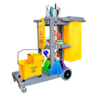 3 tier janitor cleaning cart trolley in grey for professional use