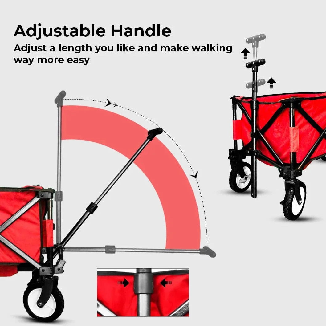 Folding Outdoor Garden Trolley with Cover Red