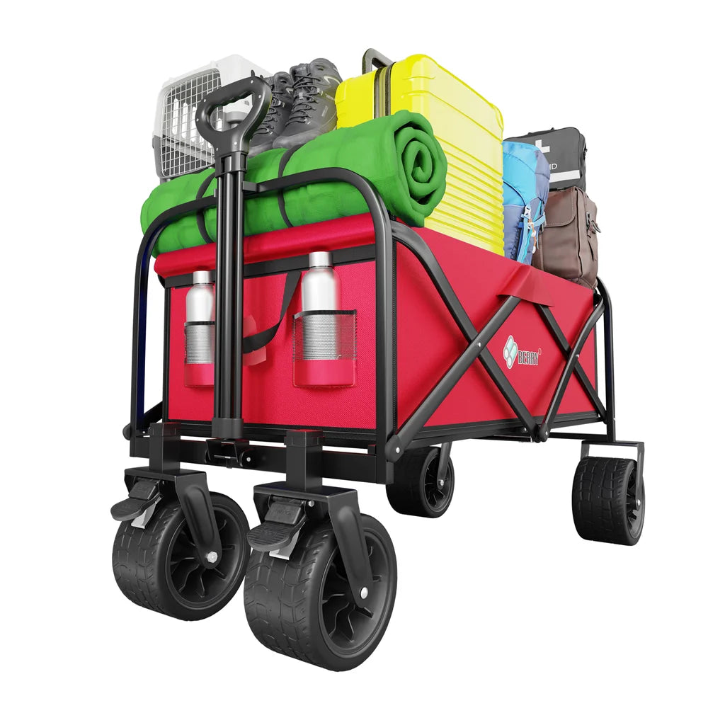 red multi purpose camping trolley cart for outdoor activities