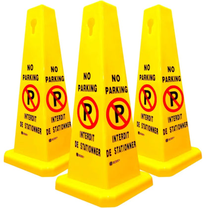 Set of 3 No Parking Barrier Cone - Yellow
