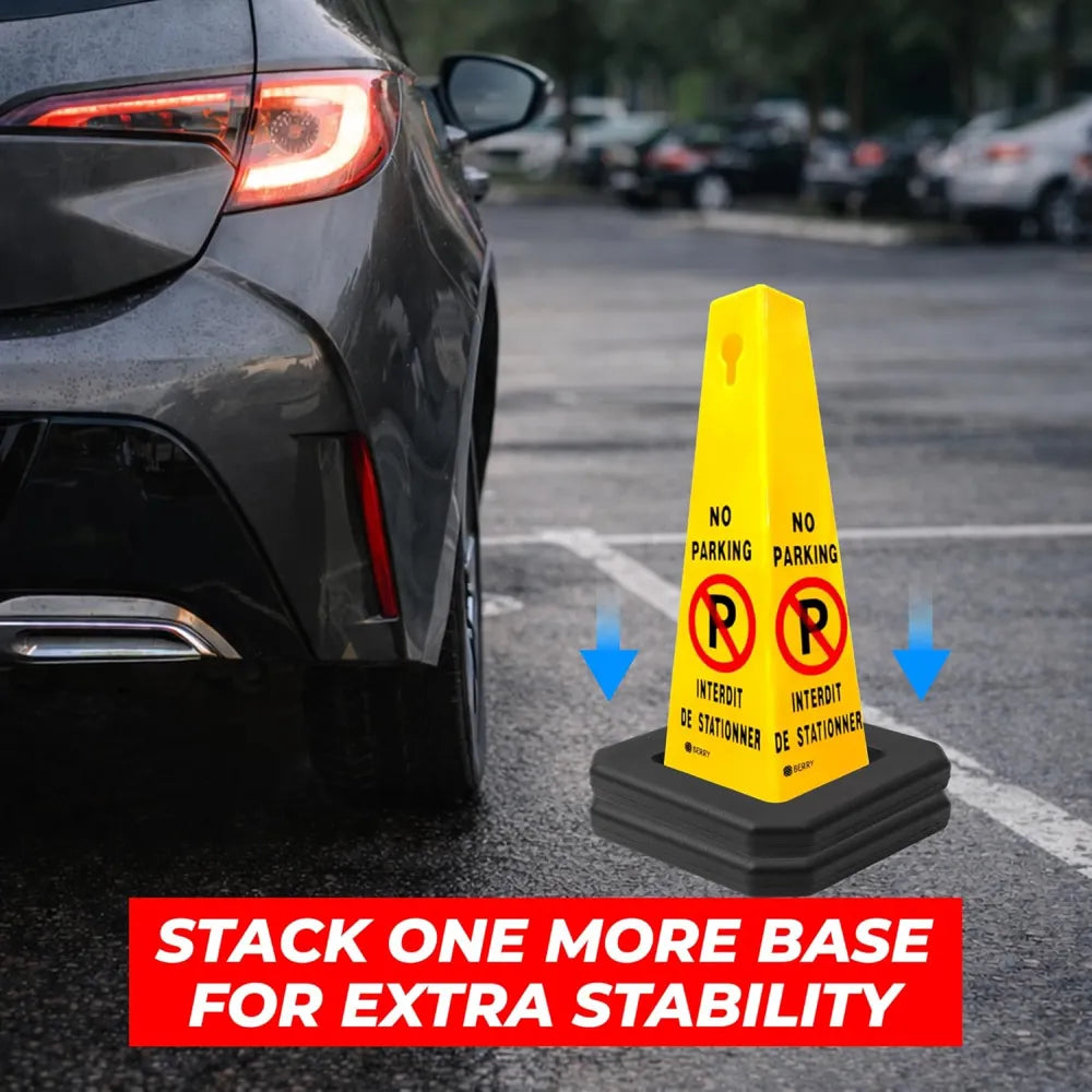 No parking warning cone sign