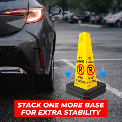 No parking warning cone sign