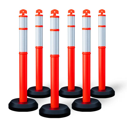 Set of red traffic barriers 