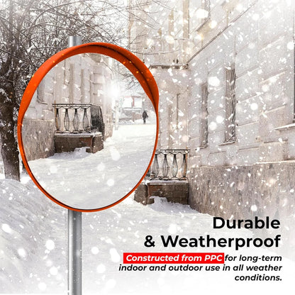 orange outdoor convex safety mirror with wide view for blind spots