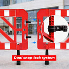 red outdoor crowd control barrier for public spaces
