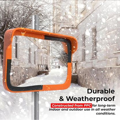 rectangular convex mirror for outdoor security and monitoring