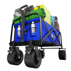 blue folding outdoor transport cart for camping and utility use