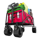 red folding outdoor transport cart for camping and utility use