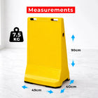 Yellow Sign board with measurements 