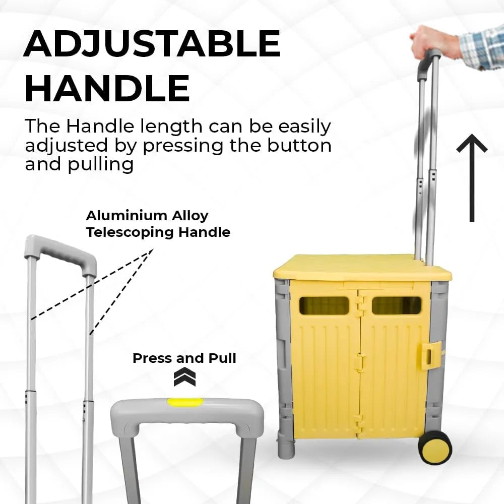 Grocery cart with adjustable handle