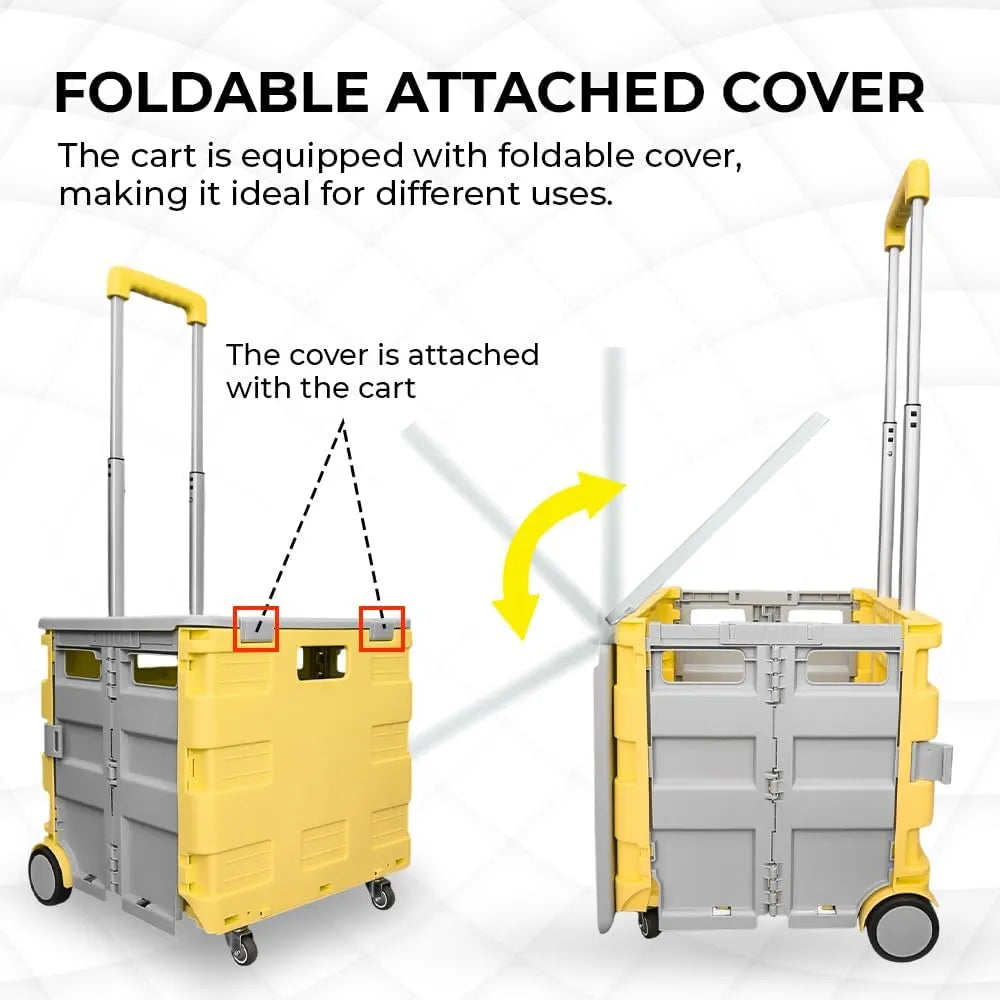 Shopping cart with attached cover