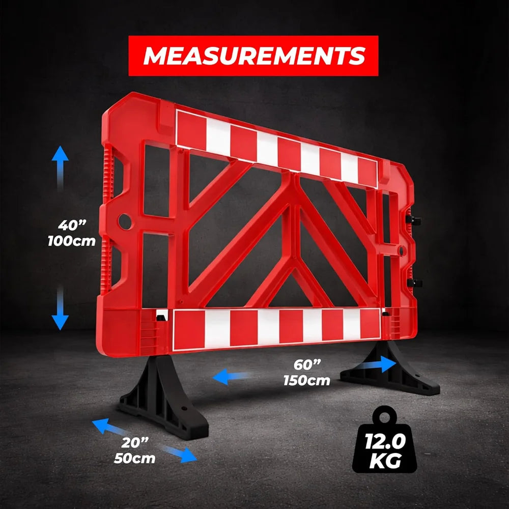 red plastic crowd control barricade for public safety use