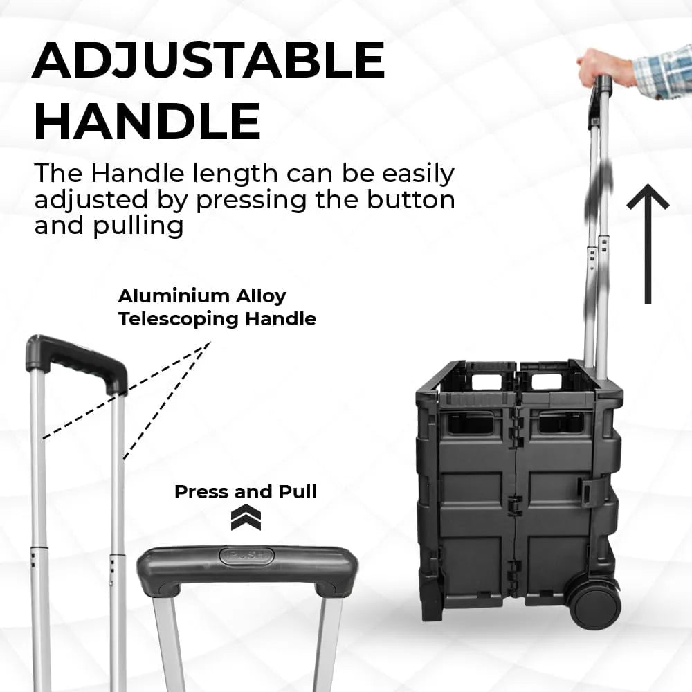 Foldable Shopping Trolley With Adjustable Handle