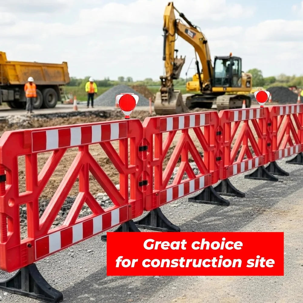 red plastic road safety barrier for traffic guidance and control