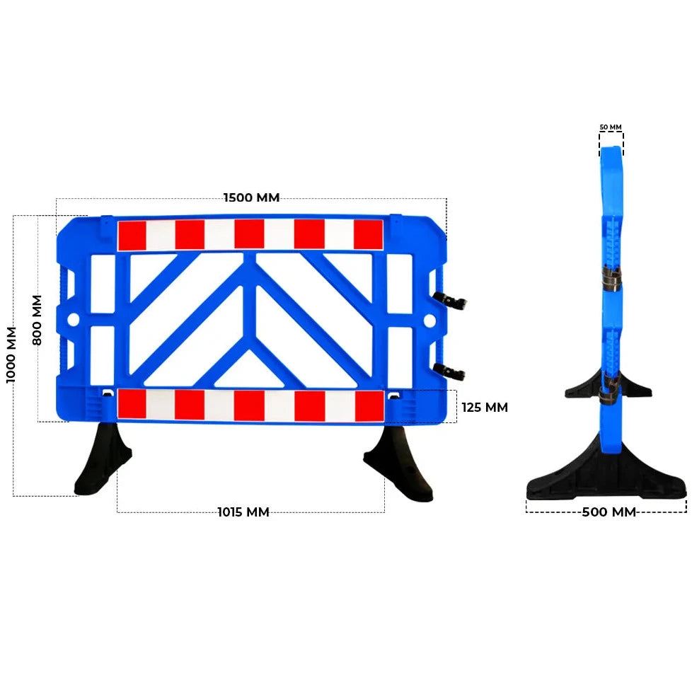 Blue plastic safety barrier