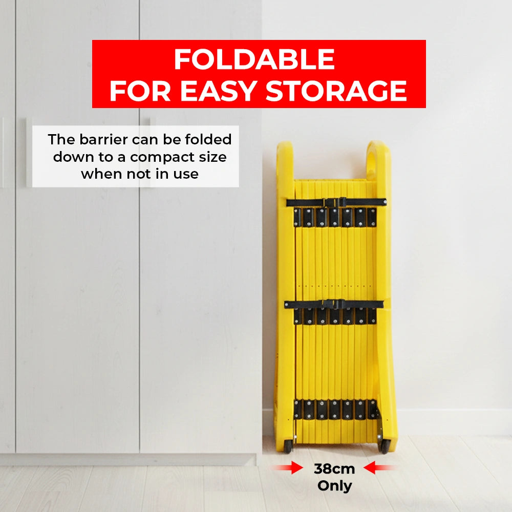 plastic expandable safety barrier in yellow for hazard areas