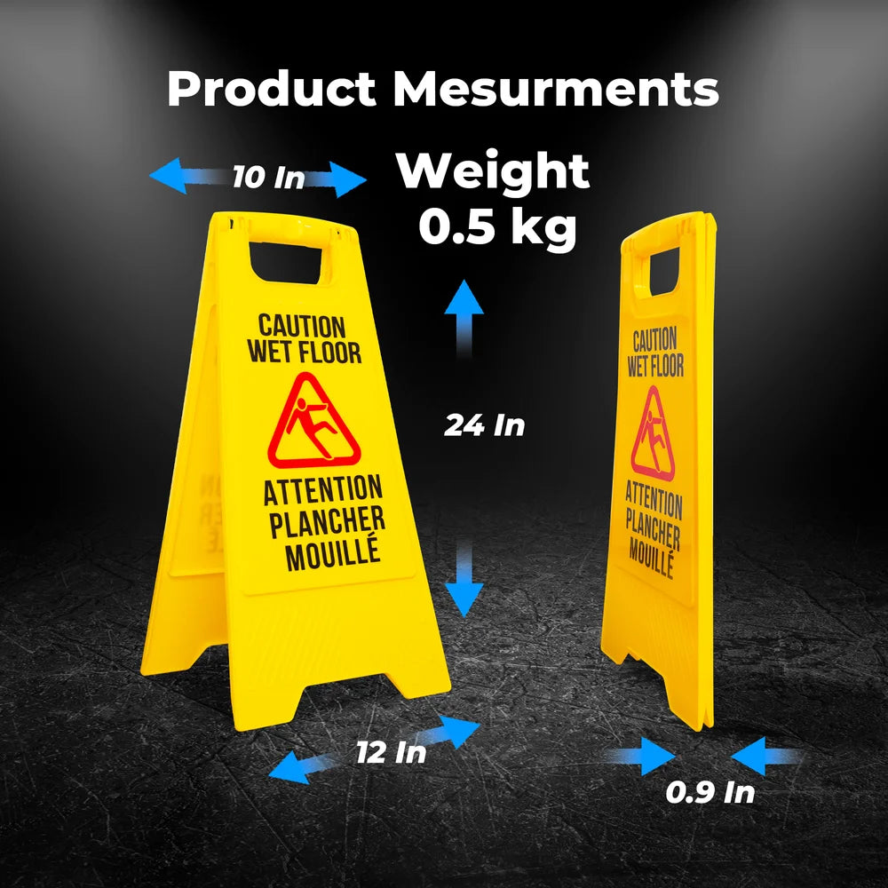 plastic yellow wet floor warning sign for safety awareness