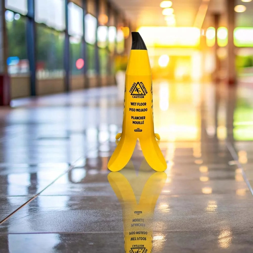 portable yellow banana cone safety sign for hazard marking