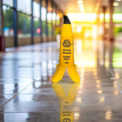 portable yellow banana cone safety sign for hazard marking