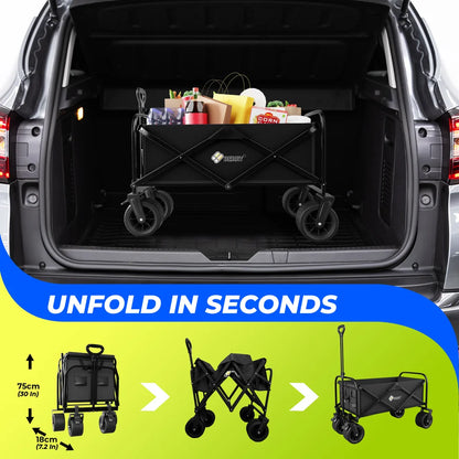 portable black camping trolley cart for easy outdoor transport