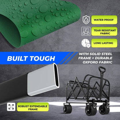 portable green camping trolley cart for easy outdoor transport