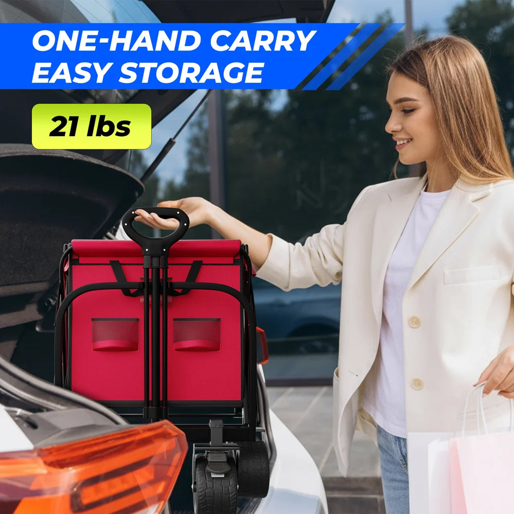portable red camping trolley cart for easy outdoor transport