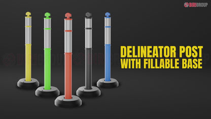 Set of 12 Delineator Posts 110CM with Fillable Base - Yellow